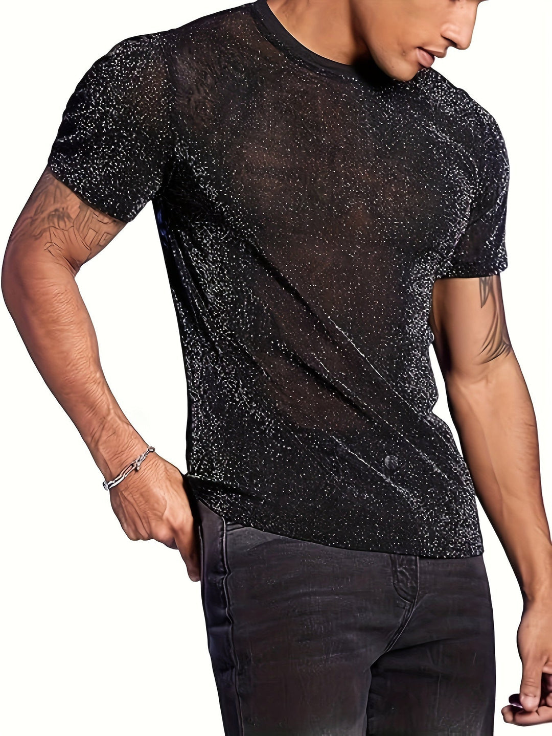 Drune | Sexy Semi Runde Hals T-shirt Für Männer