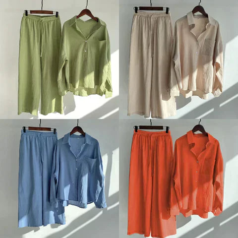 Drune | Leinen-Sommer-Set mit langer Hose und Shirt