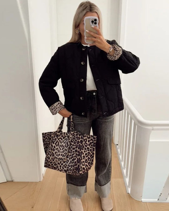 Drune | Trendy Jacke mit Leopardenfutter