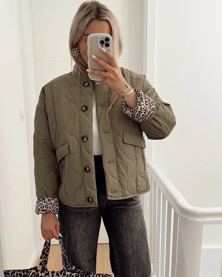 Drune | Trendy Jacke mit Leopardenfutter