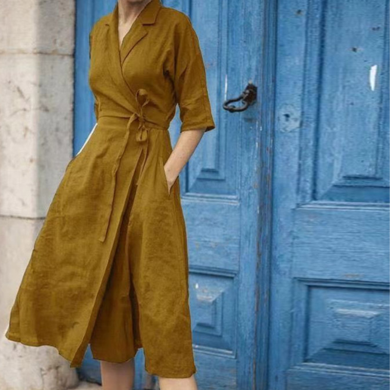 Drune | Midi Hemdkleid mit Taillengürtel