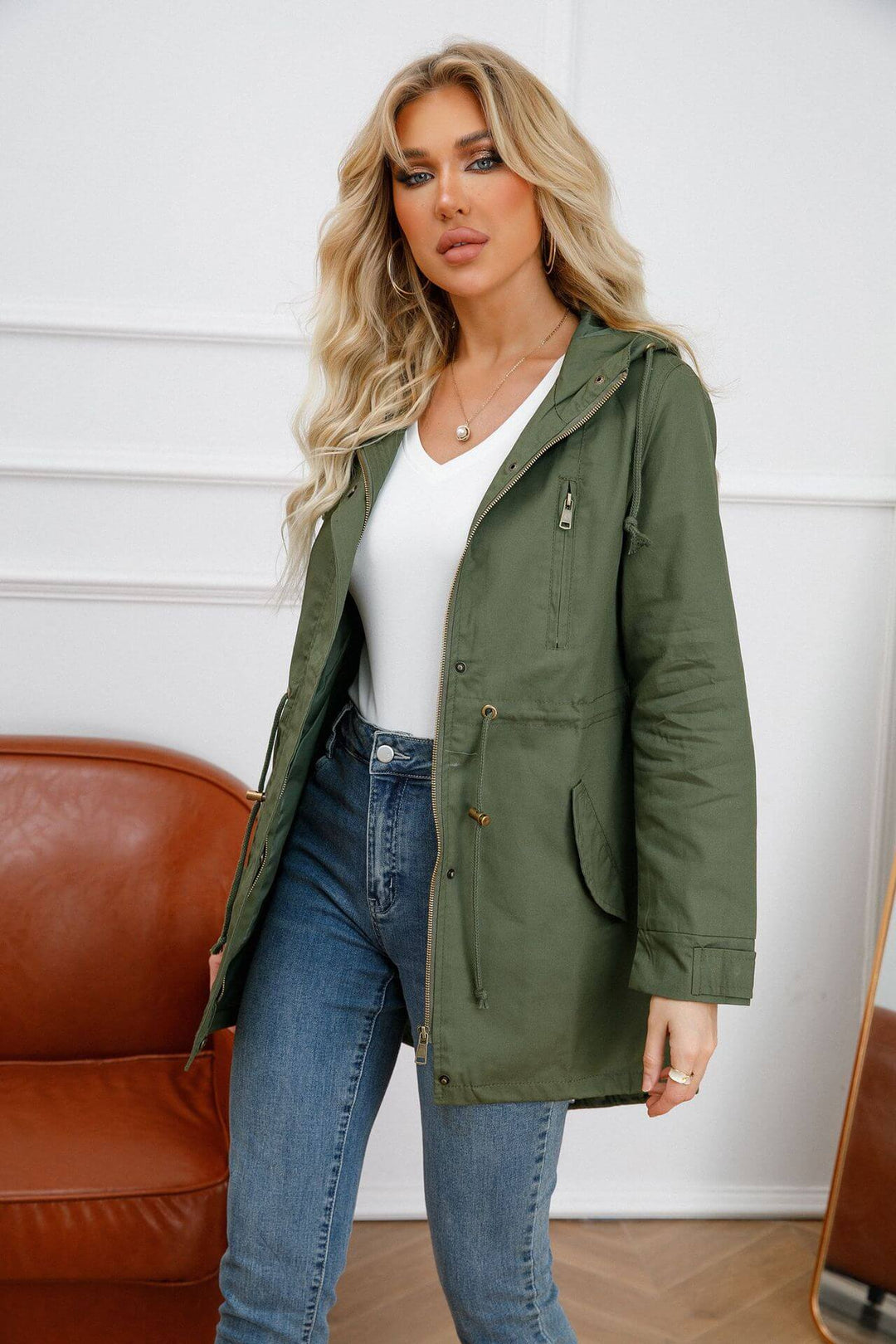 Drune | Hooded Parka Jacke - Verstellbare Taille - Wasserabweisender Stoff - Alltag Casual