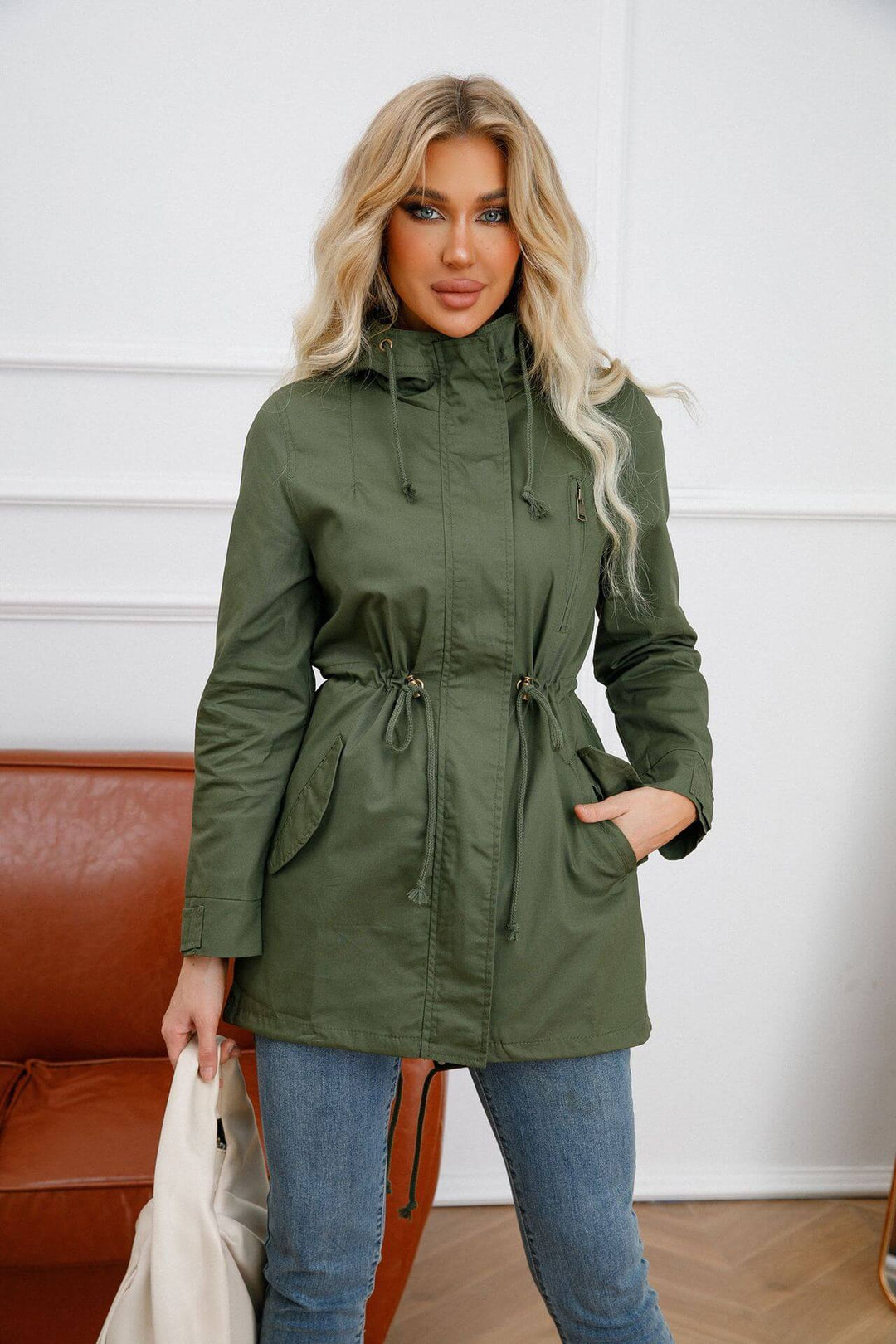 Drune | Hooded Parka Jacke - Verstellbare Taille - Wasserabweisender Stoff - Alltag Casual