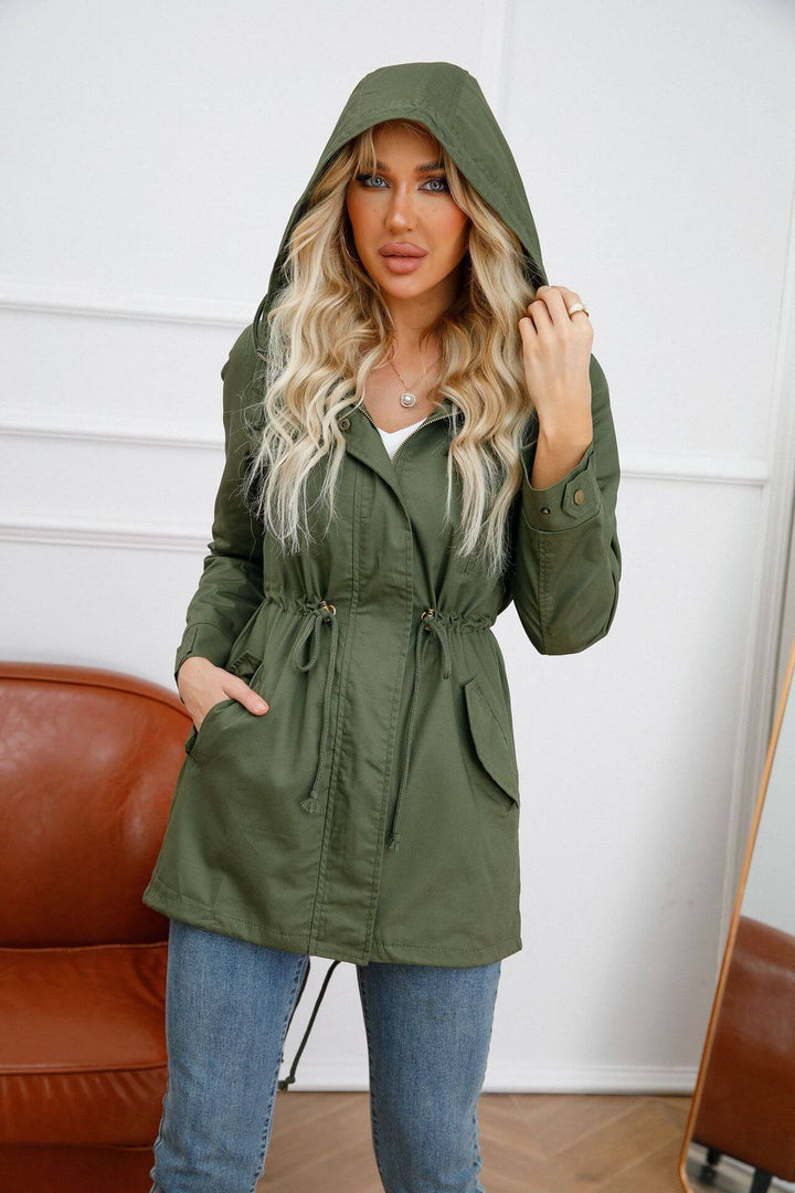 Drune | Hooded Parka Jacke - Verstellbare Taille - Wasserabweisender Stoff - Alltag Casual
