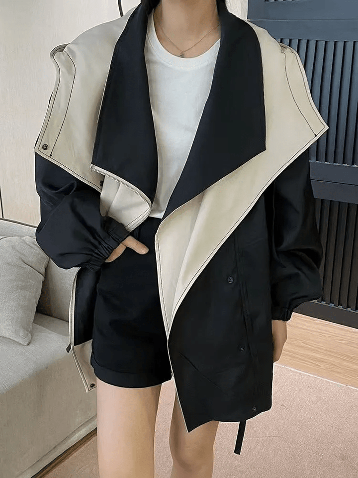 Drune | Tone Kontrastjacke - Leichter Stoff - Lässige Passform - Moderner Freizeitstil