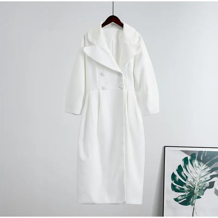 Drune | Langer Wollmischungs-Mantel - Taillierter Gürtel - Zeitloser Stil - Elegante Oberbekleidung