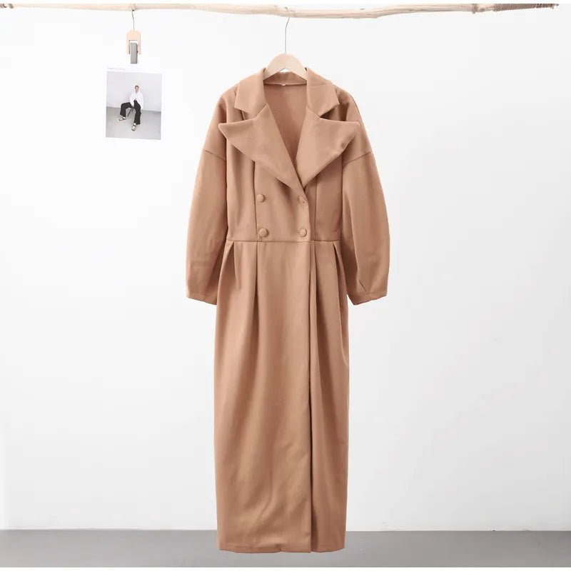 Drune | Langer Wollmischungs-Mantel - Taillierter Gürtel - Zeitloser Stil - Elegante Oberbekleidung
