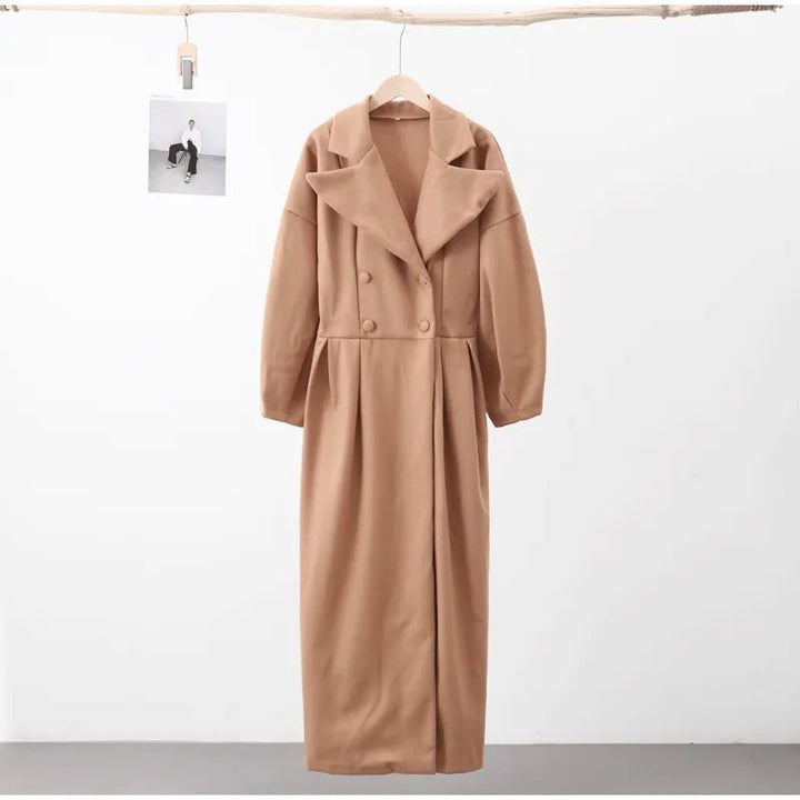 Drune | Langer Wollmischungs-Mantel - Taillierter Gürtel - Zeitloser Stil - Elegante Oberbekleidung