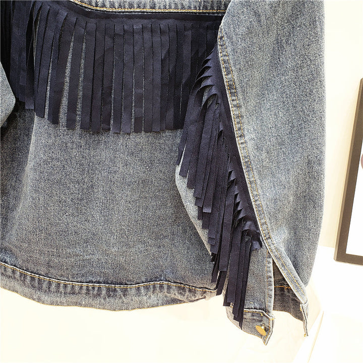 Drune | Brooklynn Jeansjacke Ein einzigartige Jacke mit Blumenmuster und Fransen