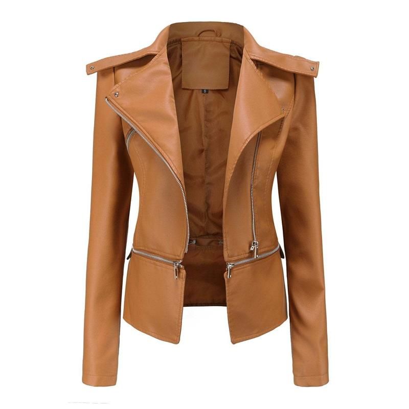 Drune | Gothic Soft Leather Jacket with Lapel and Breathable Zipper Design