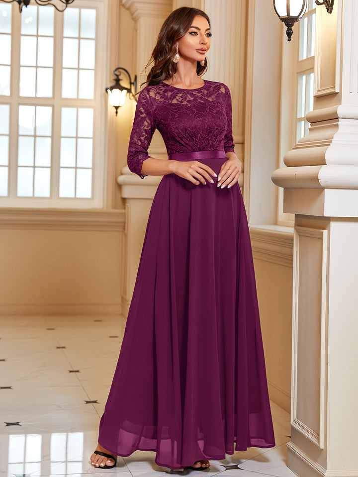 Drune | Elegantes Maxi Kleid Mit Spitze Und Chiffon Für Damen