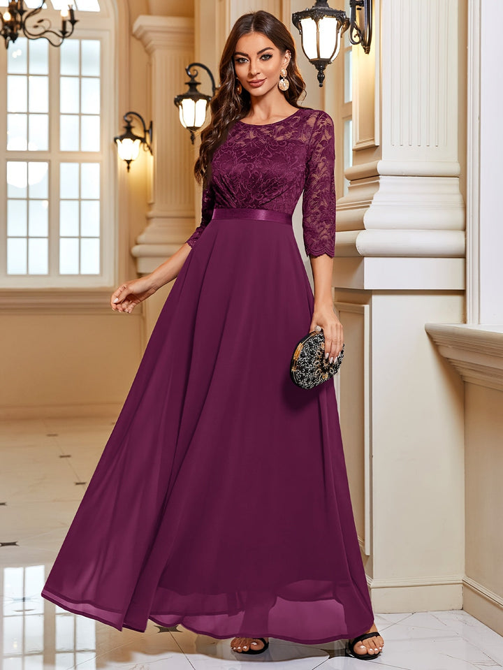 Drune | Elegantes Maxi Kleid Mit Spitze Und Chiffon Für Damen