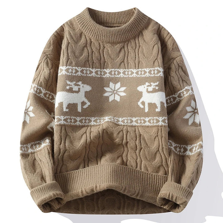 Drune | Winterpullover mit Hirschmuster - Warmer & Stilvoller Strickpullover für die Feiertage