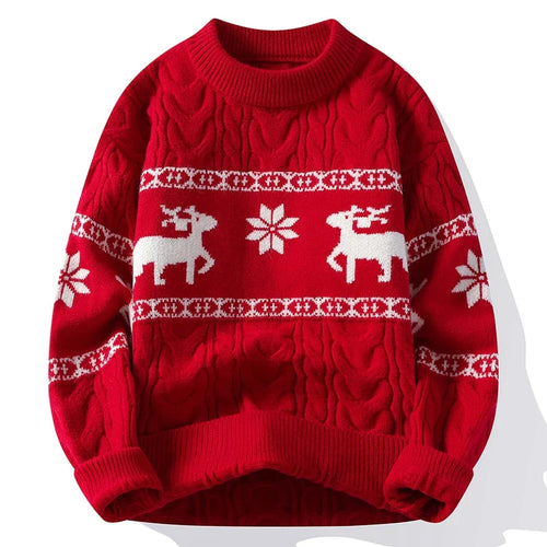 Drune | Winterpullover mit Hirschmuster - Warmer & Stilvoller Strickpullover für die Feiertage