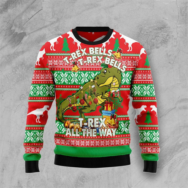Drune | Dinosaur Weihnachtspullover - Lustiger & Bequemer Herrenpullover mit 3D-Druck für die Feiertage