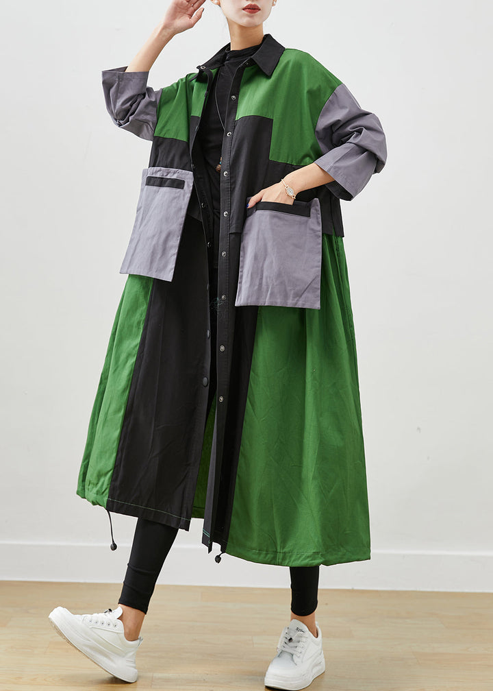 Drune | Grüne Übergröße Patchwork Taschen Baumwolle Mäntel