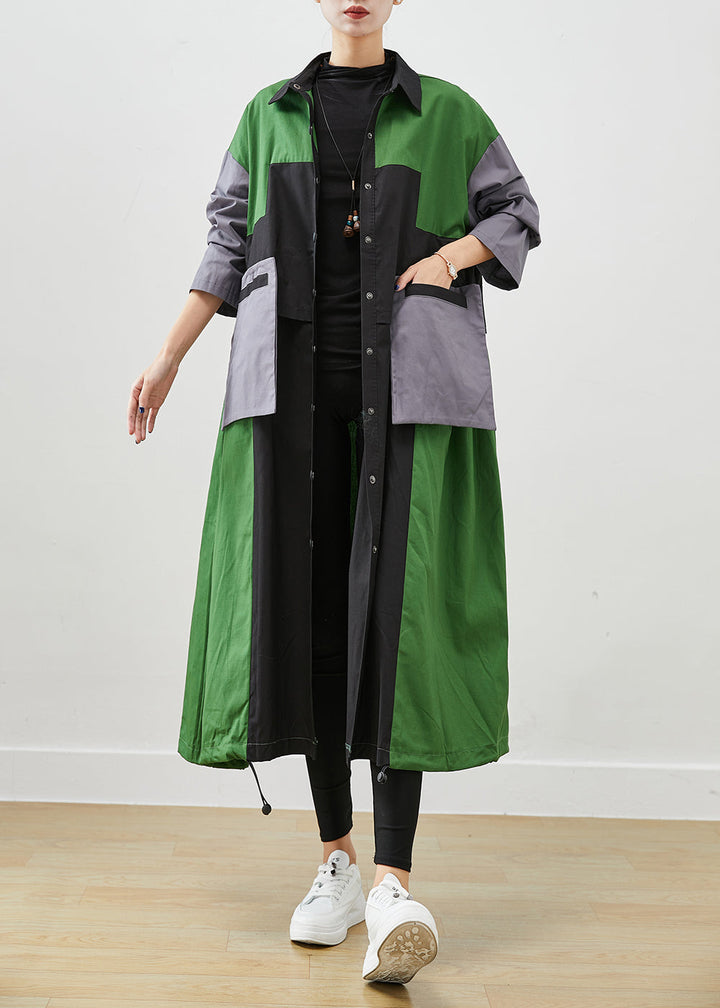 Drune | Grüne Übergröße Patchwork Taschen Baumwolle Mäntel