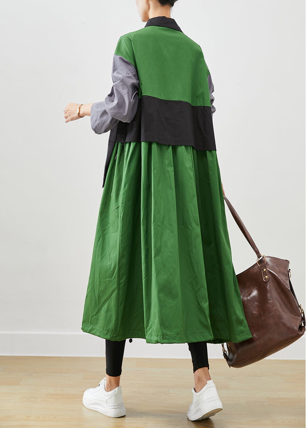 Drune | Grüne Übergröße Patchwork Taschen Baumwolle Mäntel