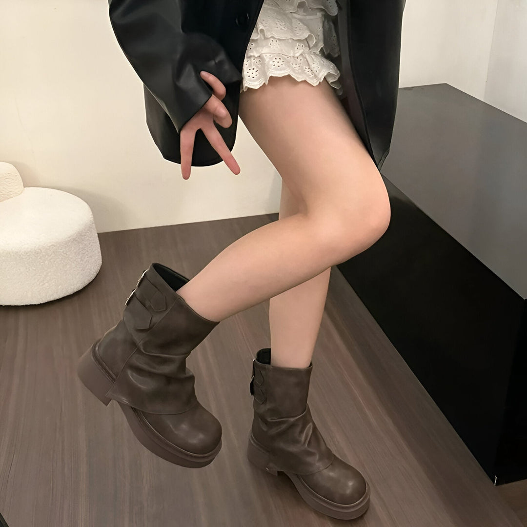 Drune | Stylische Western Cowgirl Boots mit Chunky Absatz