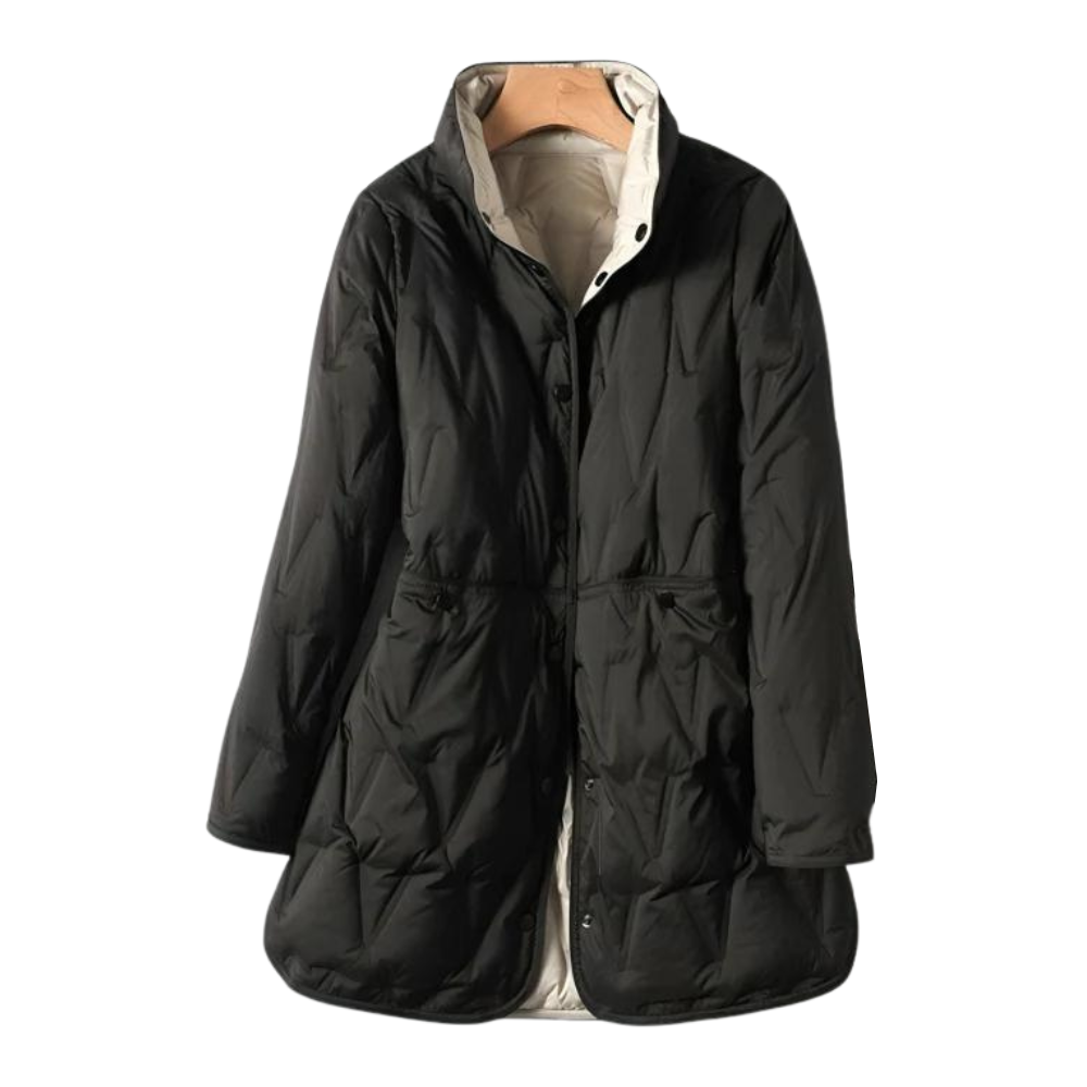 Drune | Leichtgewicht Knopfverschluss Steppjacke Winterjacke für Damen