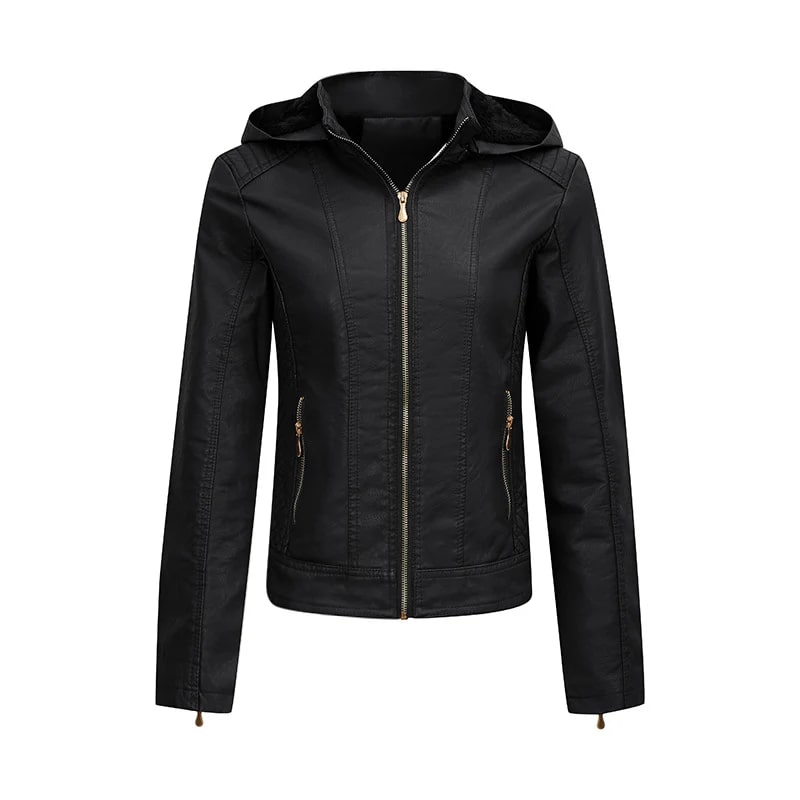 Drune | PU Lederjacke mit Kapuze - Vielseitiges Design - Leicht & Stylish