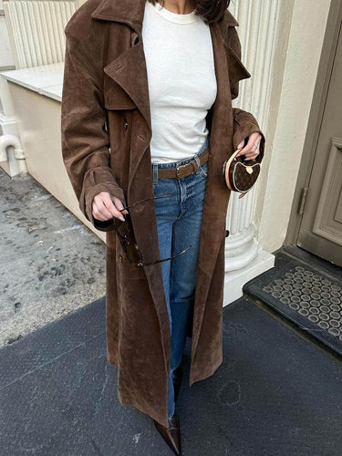 Drune | Doppelreiher Damen Trenchcoat mit Tailliertem Gürtel