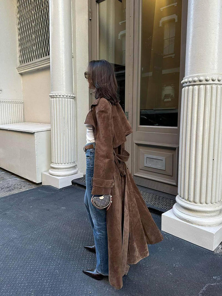 Drune | Doppelreiher Damen Trenchcoat mit Tailliertem Gürtel