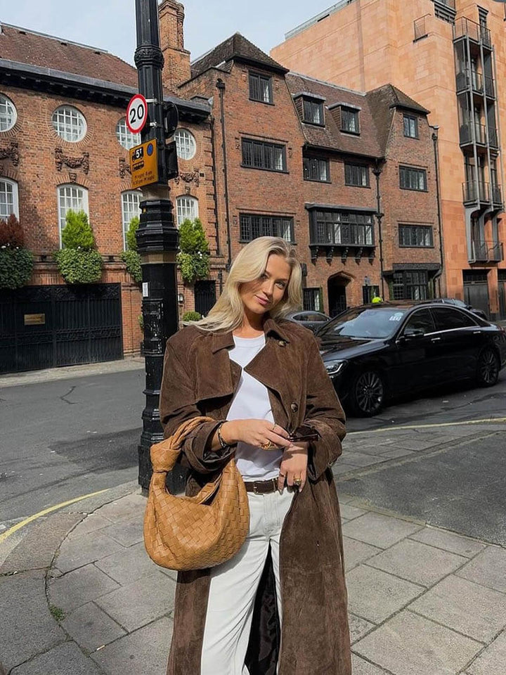 Drune | Doppelreiher Damen Trenchcoat mit Tailliertem Gürtel
