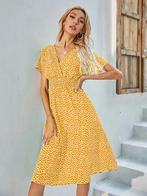 Drune - Kurzärmeliges A-Linie Kleid