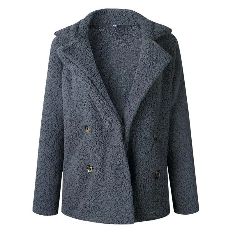 Drune | Damen Kurze Teddyjacke mit Reverskragen