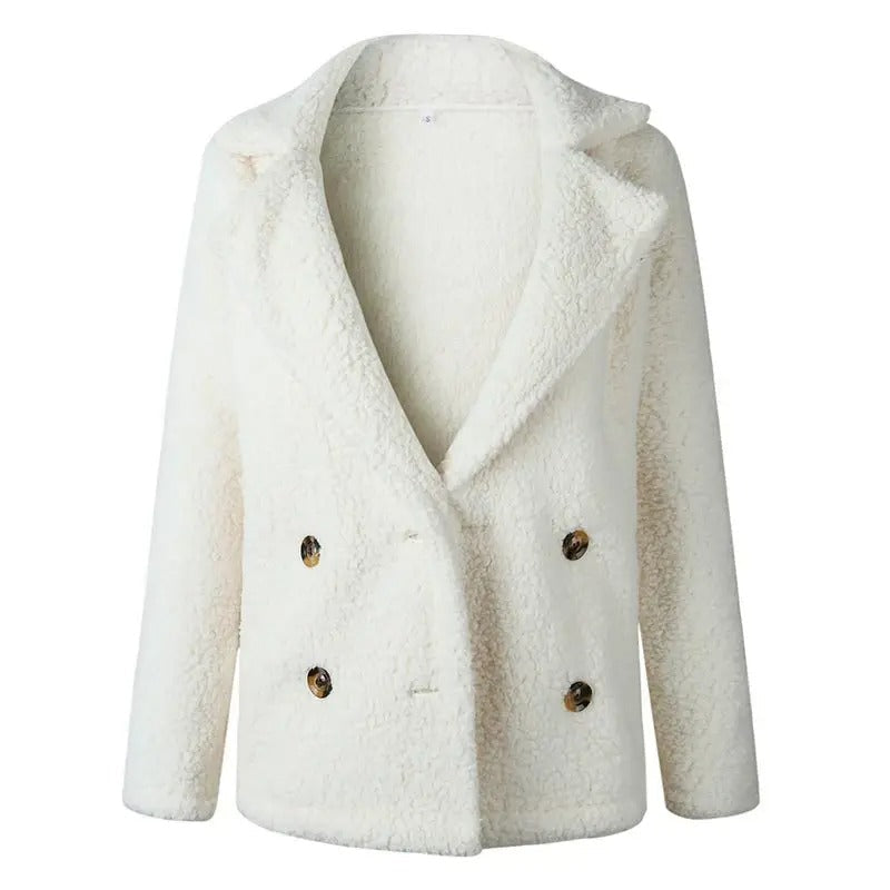 Drune | Damen Kurze Teddyjacke mit Reverskragen