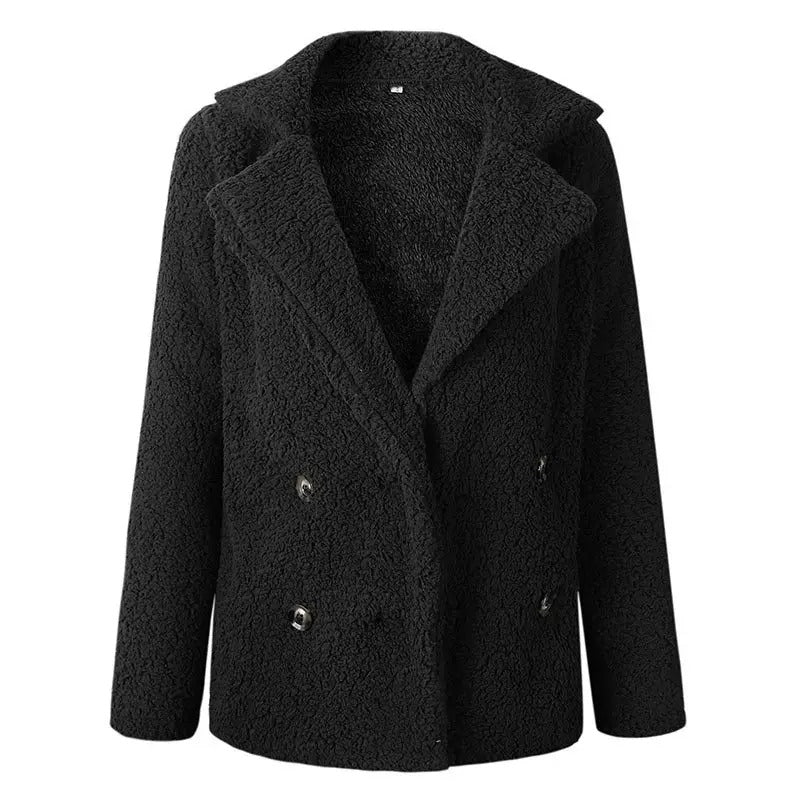 Drune | Damen Kurze Teddyjacke mit Reverskragen