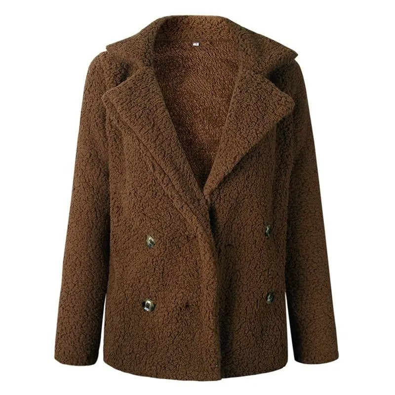 Drune | Damen Kurze Teddyjacke mit Reverskragen