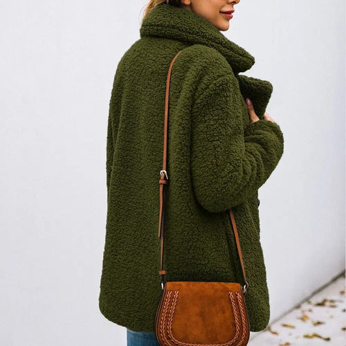 Drune | Damen Kurze Teddyjacke mit Reverskragen