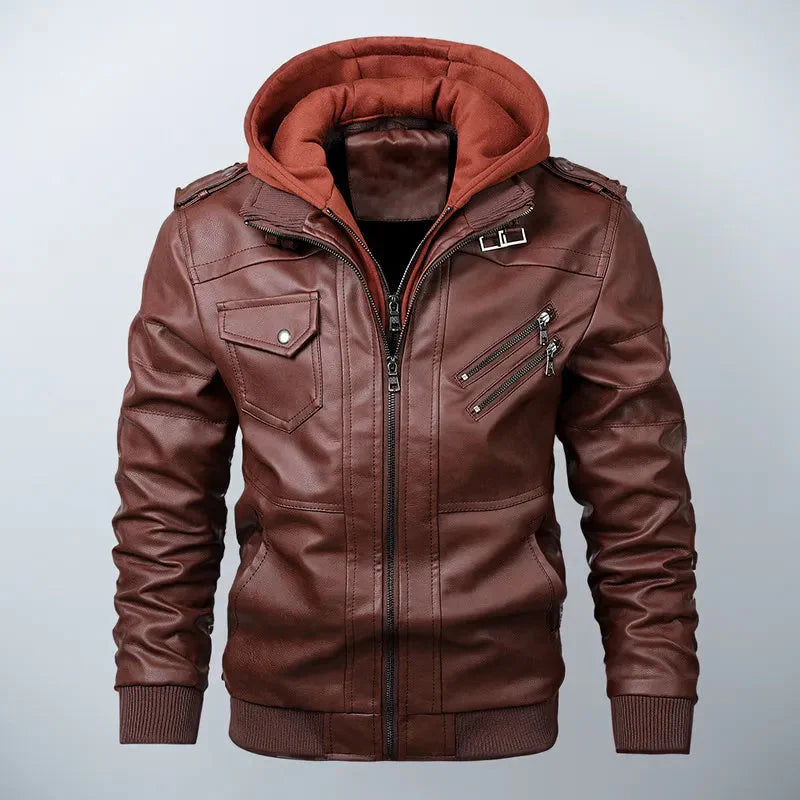 Drune | Kapuzenlederjacke