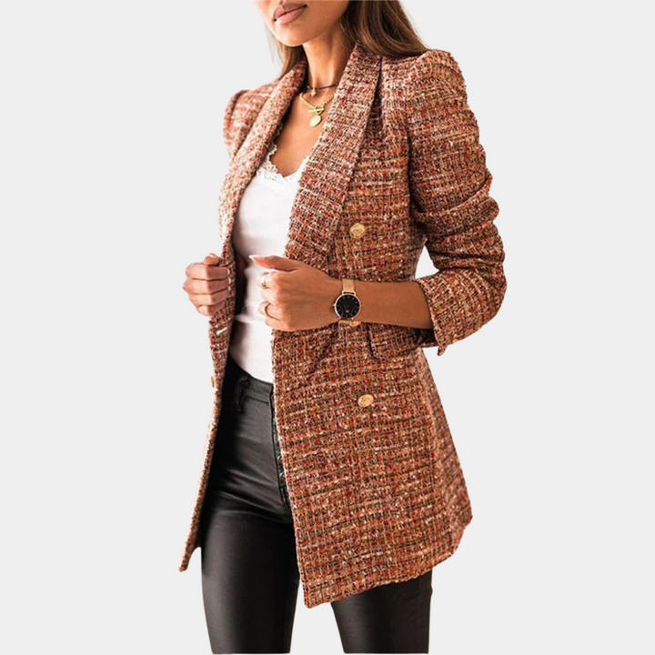 Drune | Eleganter Tweed-Blazer mit doppelter Knopfreihe für Damen