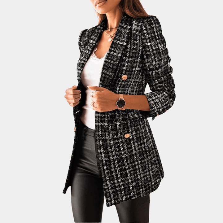 Drune | Longline Blazer - Doppelreiher Passform mit goldfarbenen Knöpfen