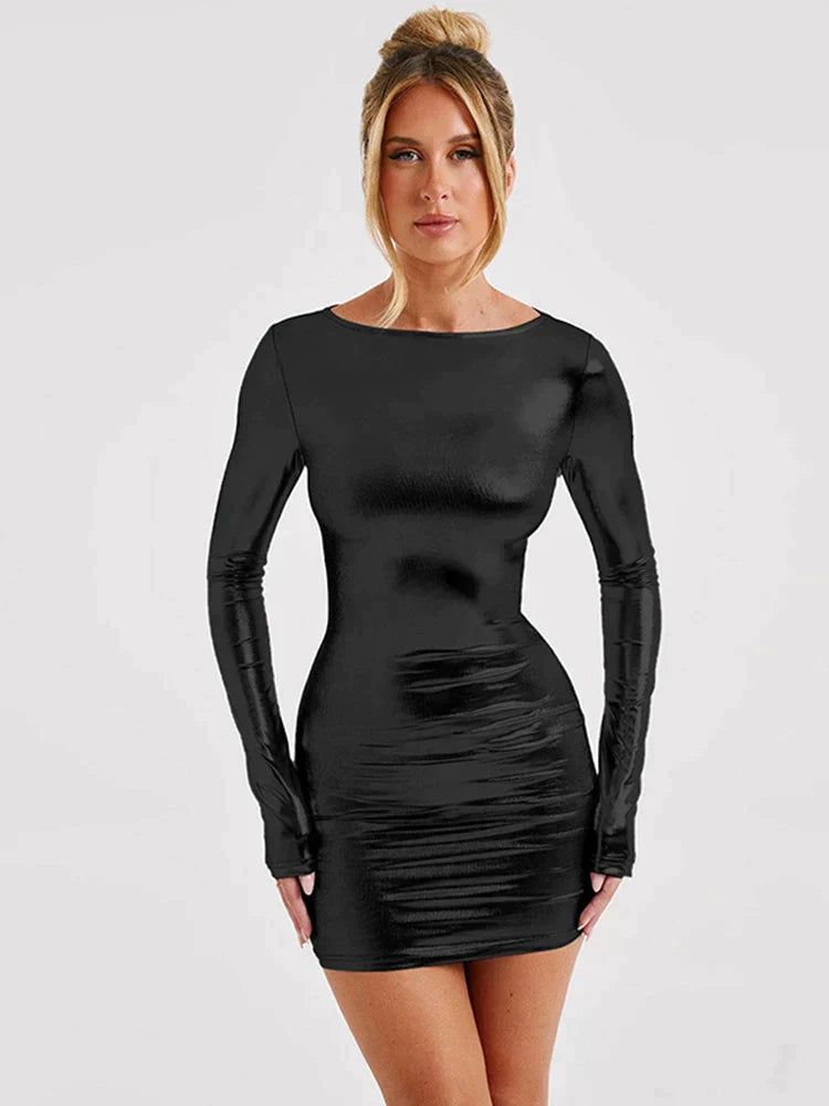 Drune | Metallic Bodycon Mini-Kleid
