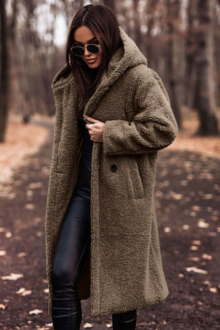 Damen Teddy Mantel mit Kapuze | Drune