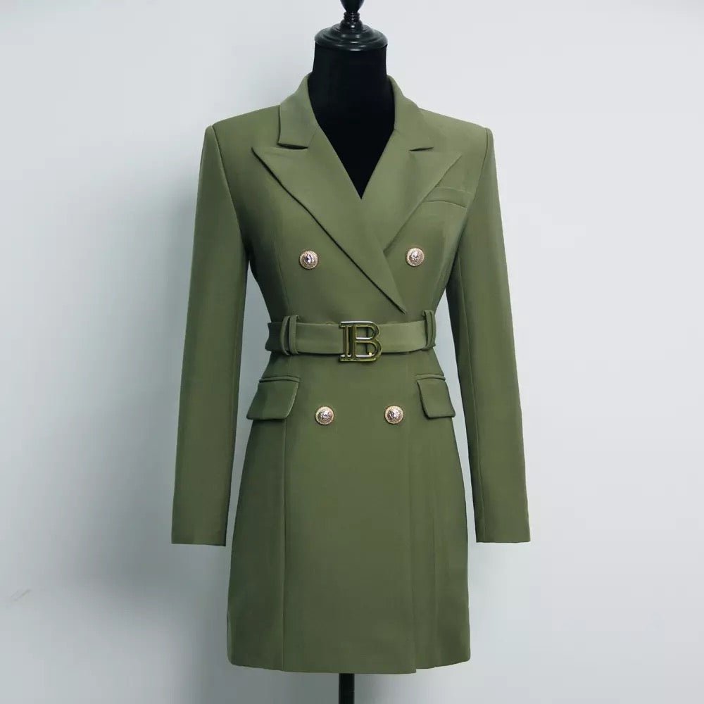 Drune | Doppelreiher Blazer Kleid - Goldene Knopfakzente - Maßgeschneiderte Eleganz - Vielseitiger Stil