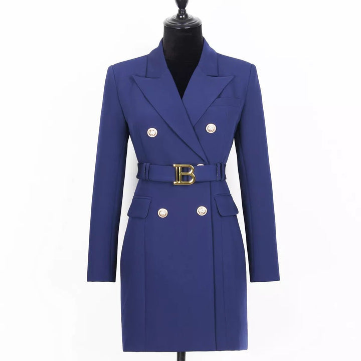 Drune | Doppelreiher Blazer Kleid - Goldene Knopfakzente - Maßgeschneiderte Eleganz - Vielseitiger Stil