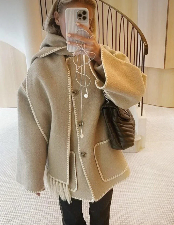 Drune | Schal-Jacke mit entspannter Passform und weichem, strukturiertem Stoff für Frauen
