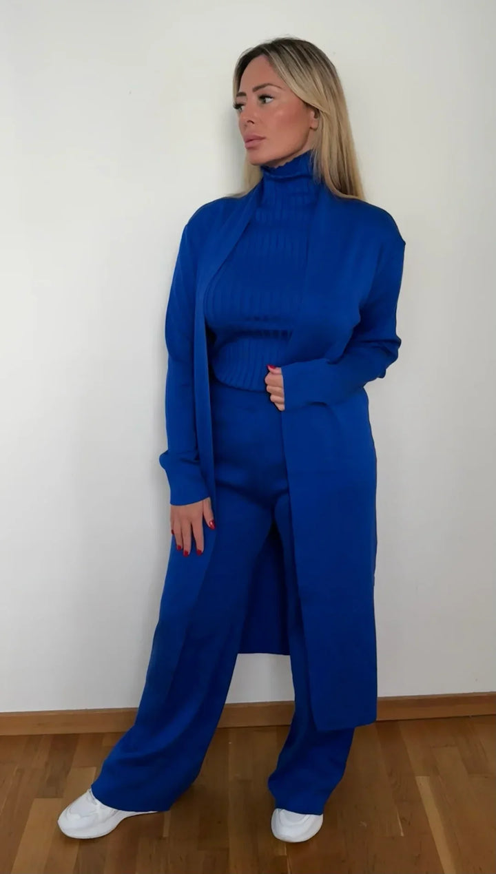 Drune | Damen Luxus 3 Teiliges Strick Co Ord Satz Weich & Dehnbar
