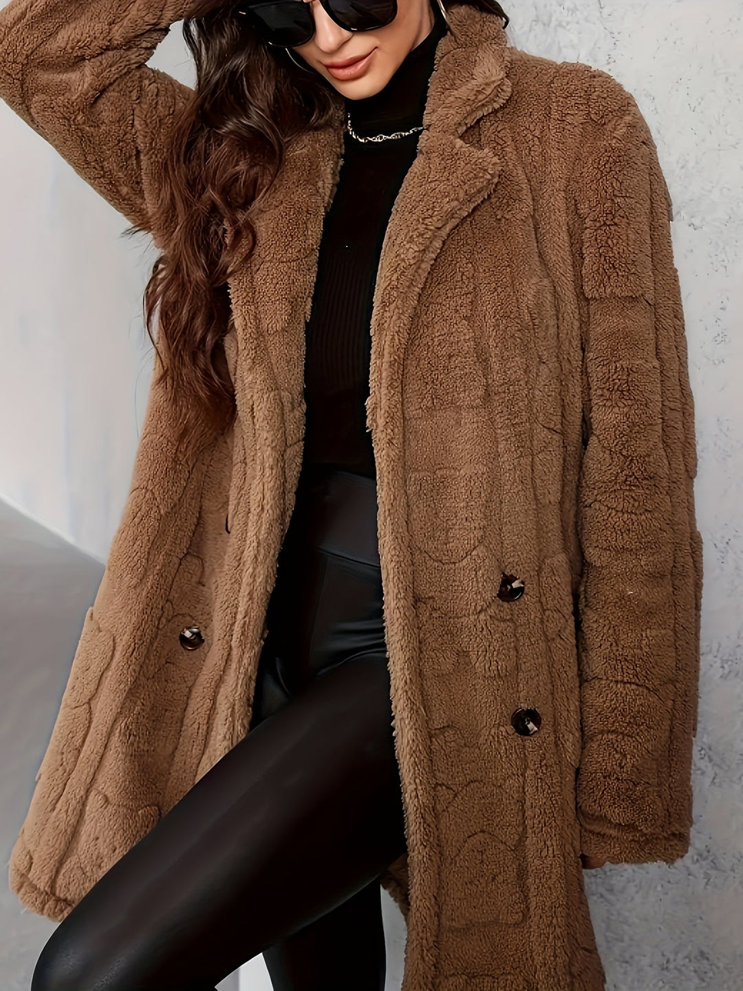 Drune | Langer Strickmantel Mit Revers Für Damen - Winter
