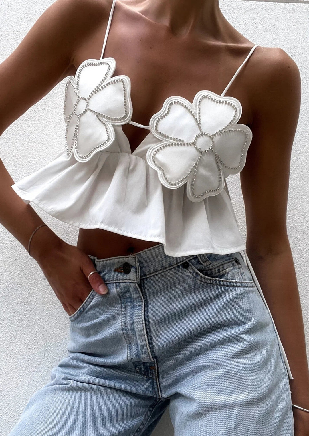 Drune | Strassverziertes Crop-Top Für Frauen