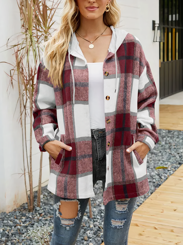 Drune | Karierte Jacke mit Kapuze für Damen