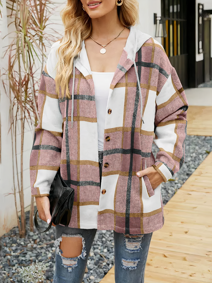 Drune | Karierte Jacke mit Kapuze für Damen