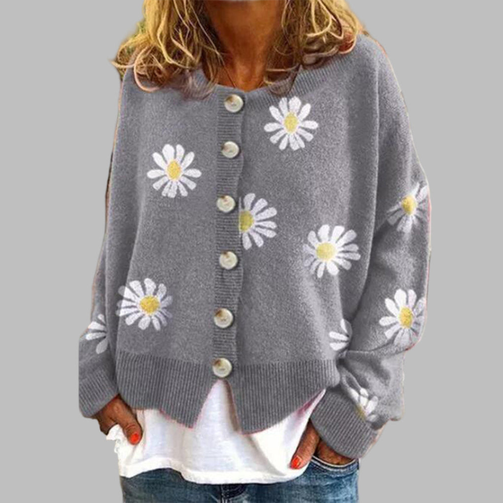 Drune | Blumen gestrickter Pullover für Damen