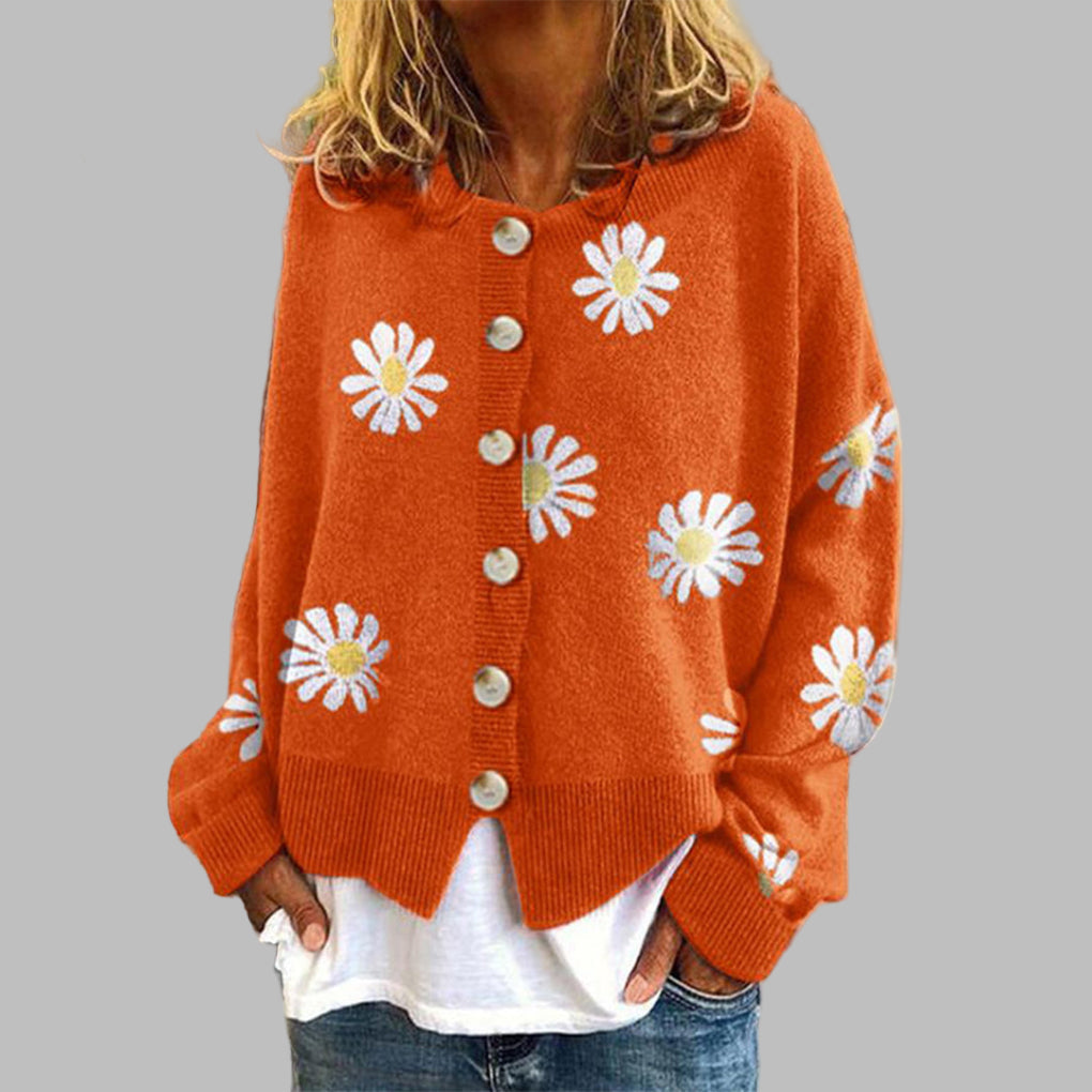 Drune | Blumen gestrickter Pullover für Damen
