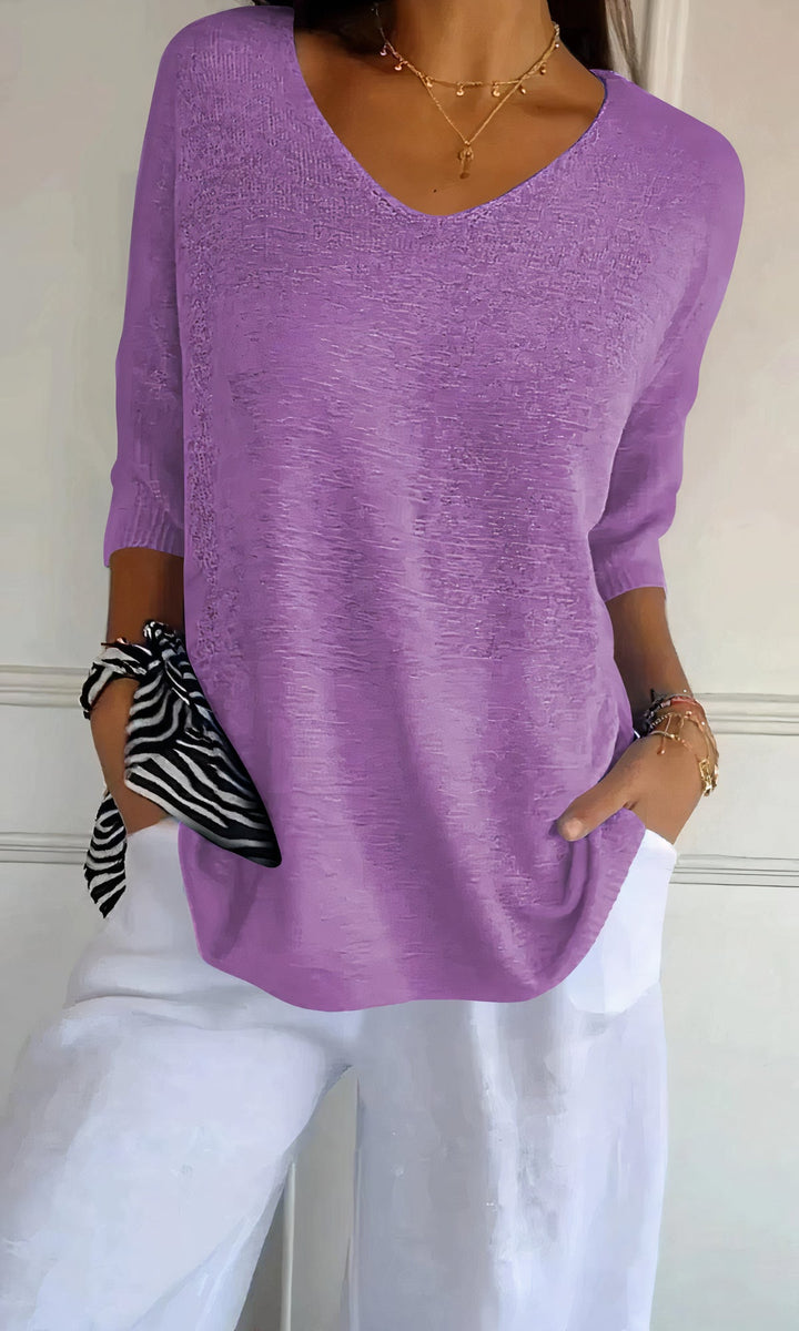 Drune | Casual Gestrickter V-Ausschnitt Top